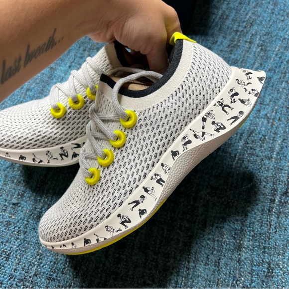Allbirds Tree Dasher Oiselle x Mia Saine Running Shoes in Light Grey Neon Yellow - Picture 4 of 11